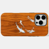 Nautical Chrome Sharks auf Teak Wood Print Case-Mate iPhone Hülle (Rückseite (Horizontal))