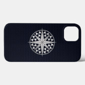 Nautical Chrome Star Compass auf Carbon Fibre Prin Case-Mate iPhone Hülle (Rückseite (Horizontal))