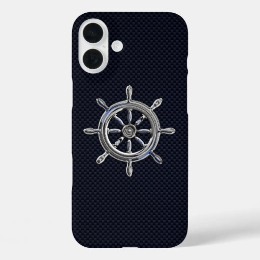 Nautical Chrome Wheel on Carbon Fibre Print Case-Mate iPhone Hülle (Rückseite)