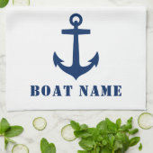 Nautical Classic Anker Ihr Boot Name Blue Stripe Geschirrtuch (Gefaltet)