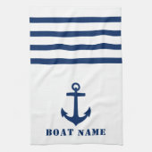 Nautical Classic Anker Ihr Boot Name Blue Stripe Geschirrtuch (Vertikal)