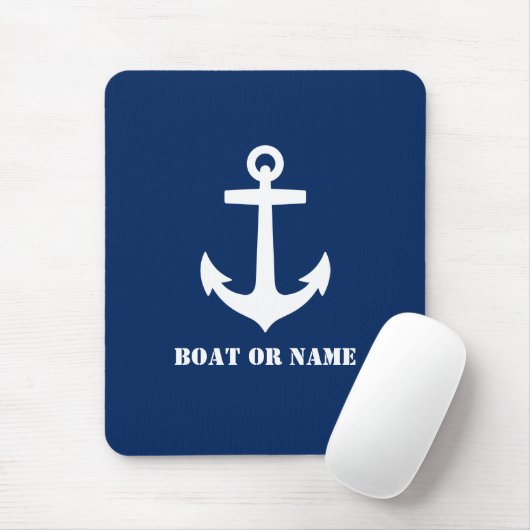 Nautical Classic Anker Ihr Boot oder Name Blau Mousepad (Mit Mouse)