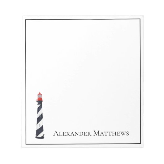 Nautical Coastal Beach Lighthouse Personalisiert Notizblock (Vorderseite)