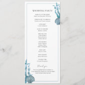 Nautical Coastal Blue Sea Muschel Beach Hochzeit Programm (Rückseite)