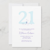 Nautical Coastal Boat Birds Modern 21. Geburtstag Einladung (Vorderseite)