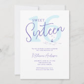 Nautical Coastal Boat Ocean Modern Stripe Sweet 16 Einladung (Vorderseite)