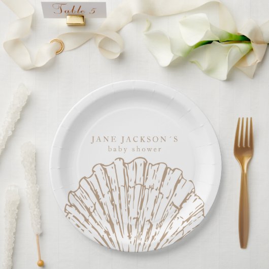 Nautical Coastal Elegeant Clamshell Baby Shower Pappteller (Hochzeit)