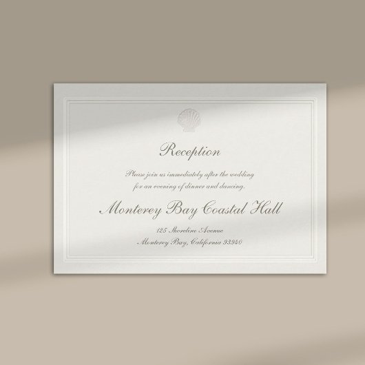 Nautical Coastal Shell Modern Classic Wedding Begleitkarte