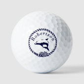 Nautical Coastname Dolphin Navy Blue Golf Balls Golfball (Vorderseite)