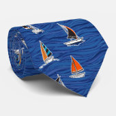 Nautical Colorful Modern Yachten Krawatte (Gerollt)