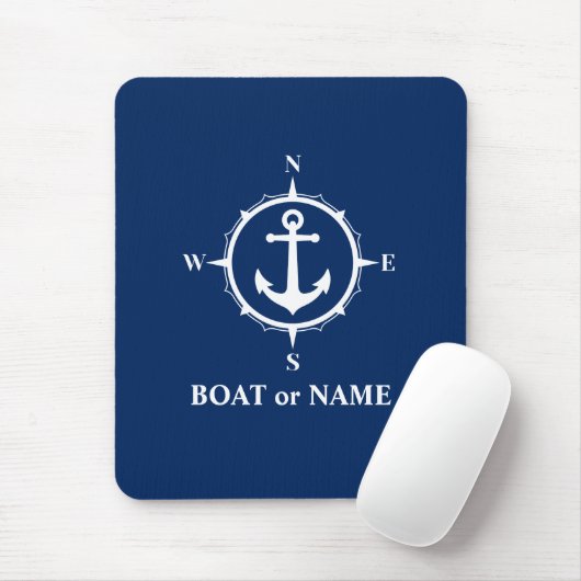 Nautical Compass Anker Ihr Boot oder Name Marine Mousepad (Mit Mouse)