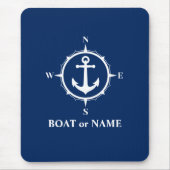 Nautical Compass Anker Ihr Boot oder Name Marine Mousepad (Vorne)