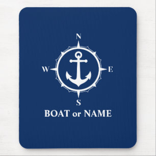 Nautical Compass Anker Ihr Boot oder Name Marine Mousepad