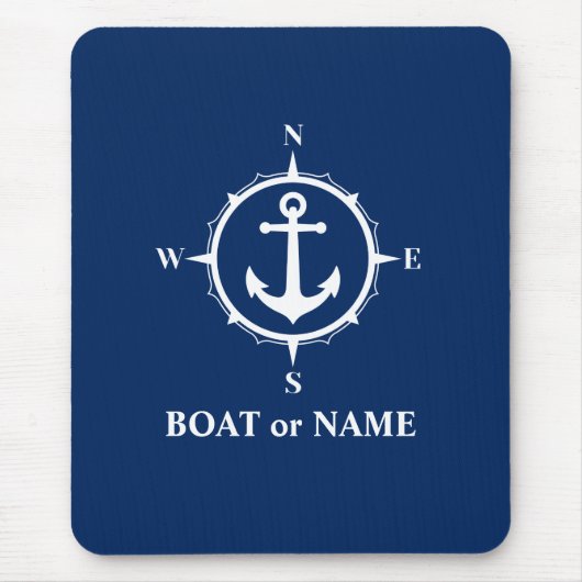 Nautical Compass Anker Ihr Boot oder Name Marine Mousepad (Vorne)