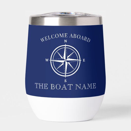 Nautical Compass Rose Welcome Aboard Boat Name (Vorderseite)