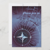 Nautical Compass Segelschiffe um Mitternacht Einladung (Vorderseite)