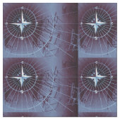 Nautical Compass Segelschiffe um Mitternacht Stoff (Nahaufnahme)