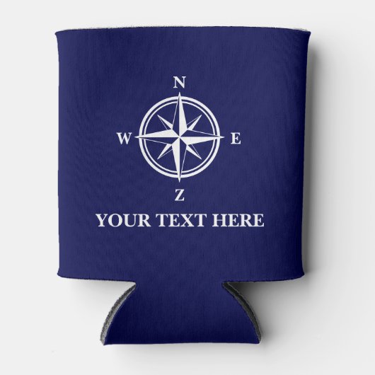 Nautical Compass Star Marine Blau-Weiß-Brauch Dosenkühler (Vorderseite)