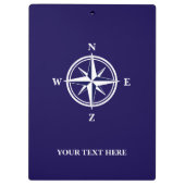 Nautical Compass Star Marine Blau-Weiß-Brauch Klemmbrett (Rückseite)