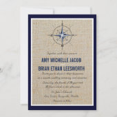 Nautical Compass/Yacht Club Navy Beach Hochzeit Einladung (Vorderseite)