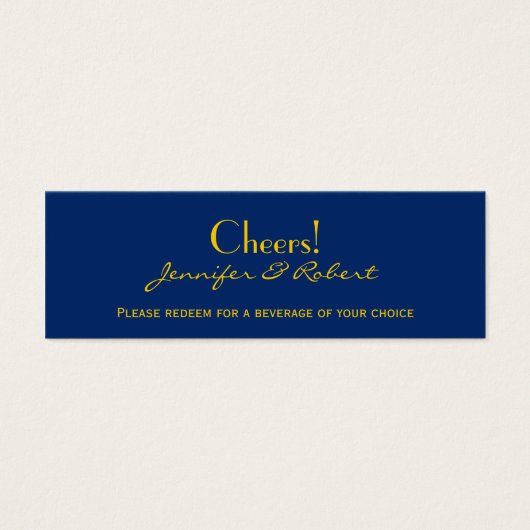 Nautical Compass Yellow Wedding Drinks Tickets (Vorderseite)