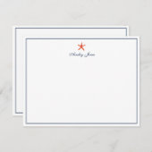 Nautical Coral & Navy Starfish Personalisiert Dankeskarte (Vorne/Hinten)