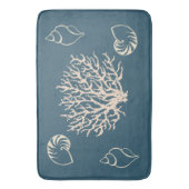 Nautical Coral Seashells Badezimmer Strand Badematte (Vorderseite Vertikal)
