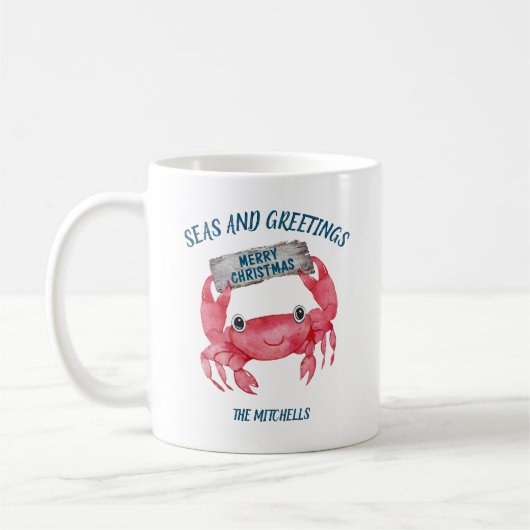 Nautical Crab Seas Grüße Weihnachten Kaffeetasse (Links)