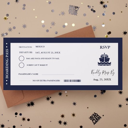 Nautical Cruise Ship Boarding Hochzeit RSVP Einladung