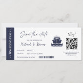 Nautical Cruise Ship Boarding Hochzeit Save The Date (Vorderseite)