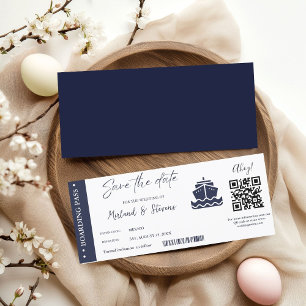Nautical Cruise Ship Boarding Hochzeit Save The Date