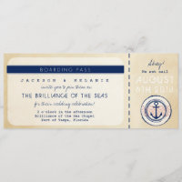 Nautical Cruise Ship Boarding Pass Hochzeit einlad