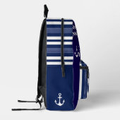 Nautical Cruise Ship Monogram Navy Blue Striping Bedruckter Rucksack (Links)