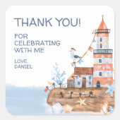 Nautical Custom Lighthouse Quadratischer Aufkleber (Vorderseite)