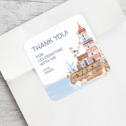 Nautical Custom Lighthouse Quadratischer Aufkleber