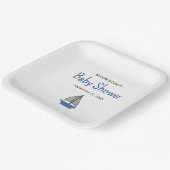 Nautical Cute Sailboat Baby Boy Couples Shower Pappteller (Gewinkelt)