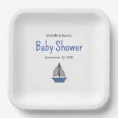 Nautical Cute Sailboat Baby Boy Couples Shower Pappteller (Vorderseite)