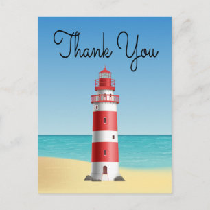 Nautical danke Lighthouse Wedding Beach Summer Postkarte