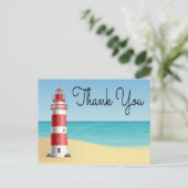 Nautical danke Lighthouse Wedding Beach Summer Postkarte (Stehend Vorderseite)