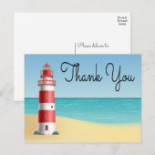 Nautical danke Lighthouse Wedding Beach Summer Postkarte (Vorne/Hinten)