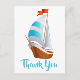 Nautical Danke Sailboat Türkise Blue Wedding Postkarte
