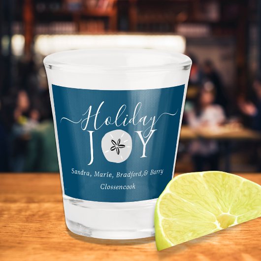 Nautical Dark Aquamarin Blue Joy Sand Dollar Shot Schnapsglas