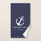 Nautical Dark Blue und White Name Anchor Badhandtuch Set (Handtuch)