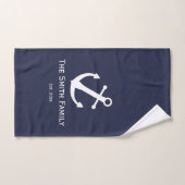 Nautical Dark Blue und White Name Anchor Badhandtuch Set (Handtuch)