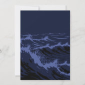 Nautical Dark Blue Waves Background Wedding Einladung (Rückseite)