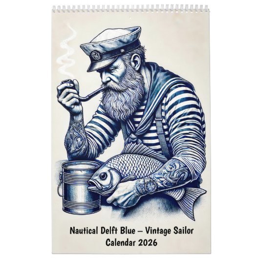 Nautical Delft Blue – Vintage Sailor Calendar Kalender (Titelbild)