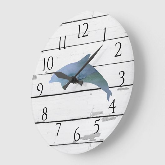 Nautical Delphin Shiplap Beach Rustikale Dekoratio Große Wanduhr (Winkel)