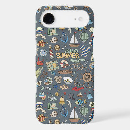 Nautical Design auf blauem Hintergrund iPhone Case