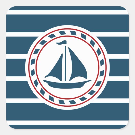 Nautical Design Quadratischer Aufkleber (Vorderseite)