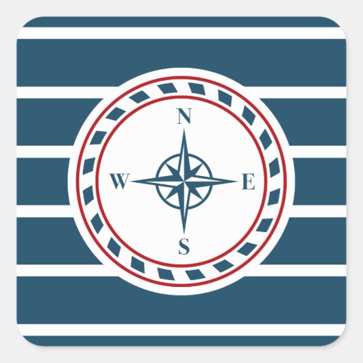 Nautical Design Quadratischer Aufkleber (Vorderseite)